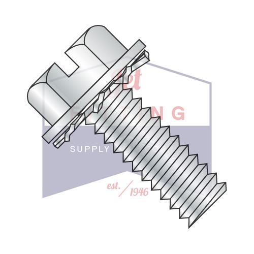 5/16-18X1  Slotted Hex Washer External Sems Machine Screw Fully Threaded Zinc And Bake