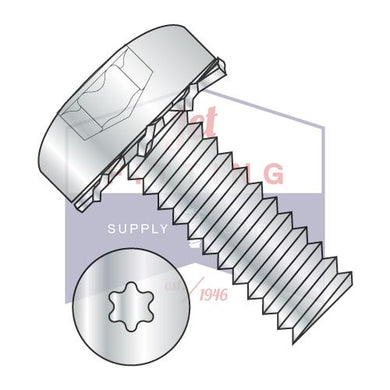 1/4-20X5/8  Six Lobe Pan Head External Tooth Sems Machine Screw Fully Threaded Zinc and Bake