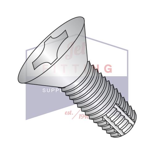 Tornillo de corte de rosca plana Phillips de 6-32 x 3/8, tipo F 4 10, rosca completa, de acero inoxidable