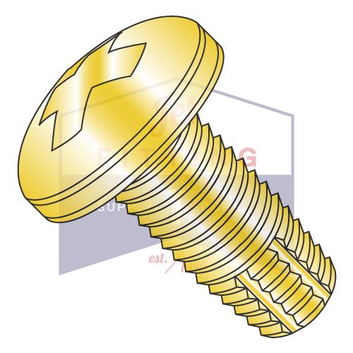 6-32X1/2  Phillips Pan Thread Cutting Screw Type F Fully Threaded Zinc Yellow And Bake
