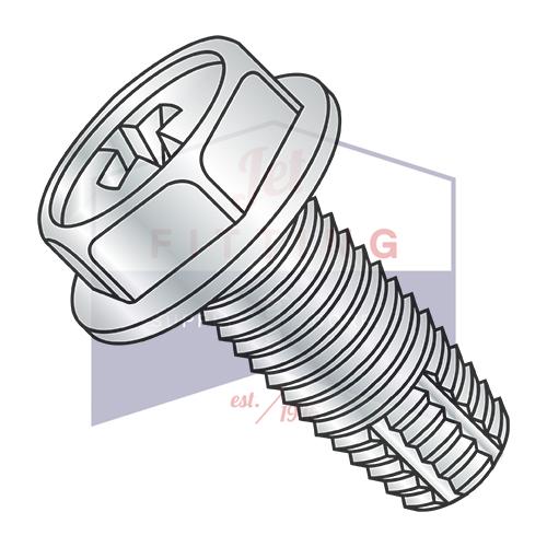 8-32X1/2  Phillips Indented Hex Washer Thread Cut Screw Type F Full Thread Zinc Bake Rohs