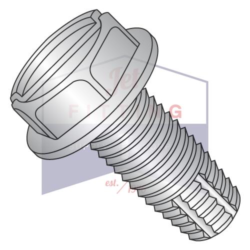10-24X1/2  Slotted Indented Hex Washer Thread Cut Screw Type F Full Thread 410 Stainless St