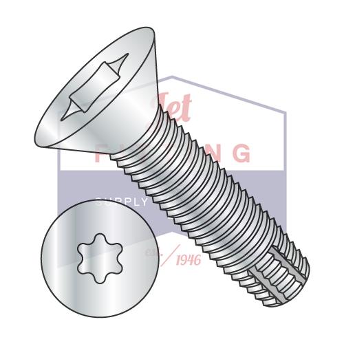 6-32X3/8  Six Lobe Flat Thread Cutting Screw Type F Fully Threaded Zinc And Bake