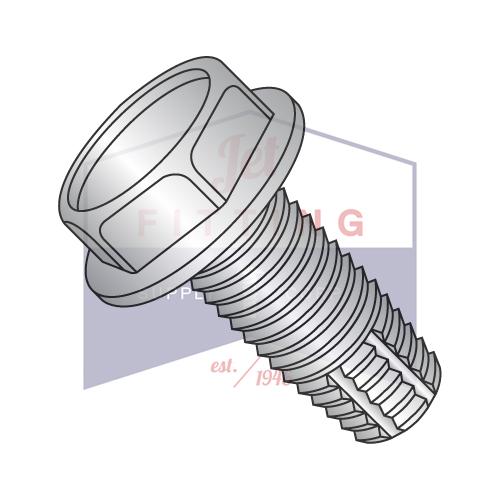 Tornillo de corte de rosca con arandela hexagonal sin ranura, tipo F, rosca completa, acero inoxidable 410, 12-24 x 3/4