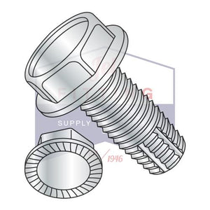 8-32X5/8  Unslot Ind Hex Washer Serrated Thread Cutting Scr Type F Full Thrd Zinc & Bake