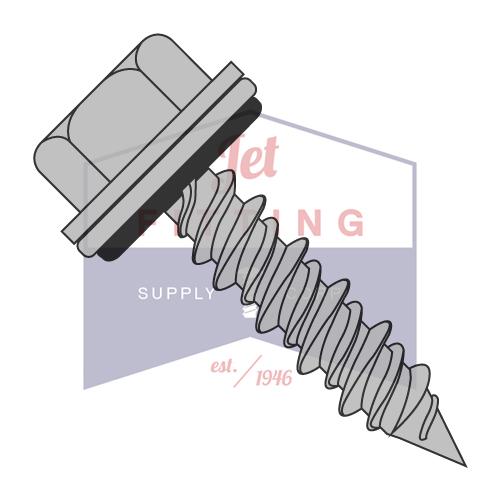 10-16X1 Pole Barn Screw Type17 Hi-Lo w/Bonded NEO EPDM Unsl Hex Wash Mechanical Galv F/T