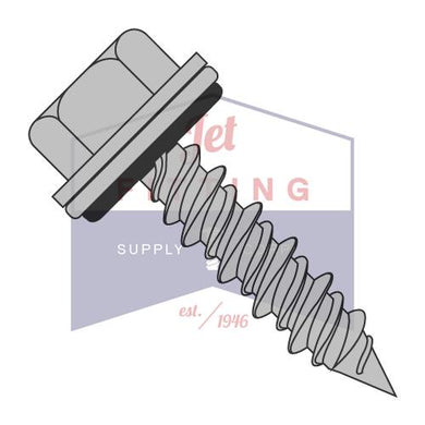 10-16X2 Pole Barn Screw Type17 Hi-Lo w/Bonded NEO EPDM Unsl Hex Wash Mechanical Galv F/T
