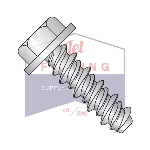 10-16X5/8 #8HD Unslotted Indented Hex Washer High Low Screw Fully Threaded 18-8 Stainless Stee