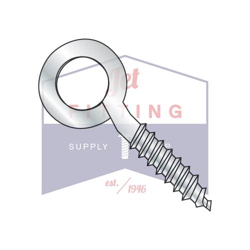 1/4X2  Closed Eye Screw 1/4 inch diameter 3/4 inch of Lag Thread Sharp Point Steel Zinc