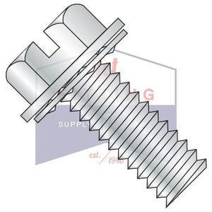 1/4-20X1/2  Slotted Indent Hexwasher Internal Sems Machine Screw Full Thread Zinc and Bake