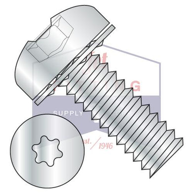 1/4-20X3/8  Six Lobe Pan Head Internal Tooth Sems Machine Screw Fully Threaded Zinc and Bake