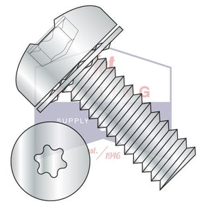 1/4-20X3/8  Six Lobe Pan Head Internal Tooth Sems Machine Screw Fully Threaded Zinc and Bake