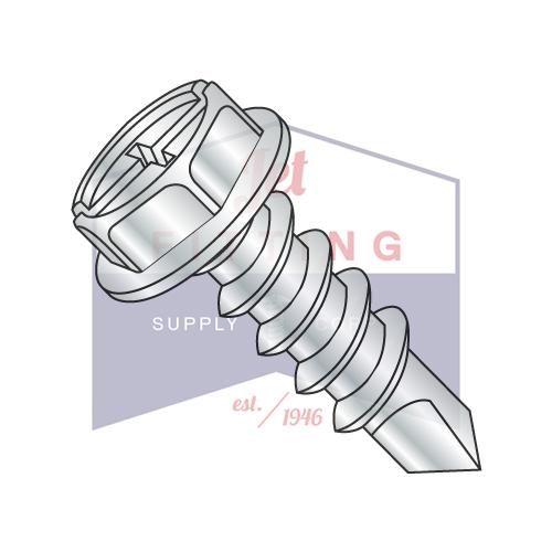 10-16X3/4  Combination(Slot/Phil) Hex Washer Self Drill Screw Full Thread Zinc&Bake