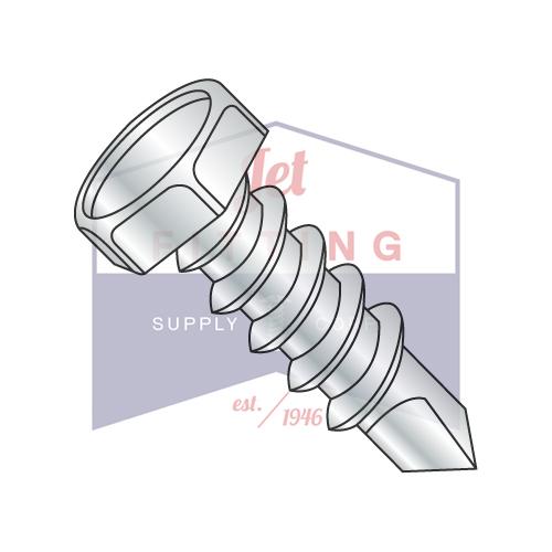 Tornillo autorroscante de cabeza hexagonal sin ranura y sin ranuras, rosca completa, zincado y horneado, 12-14 x 1