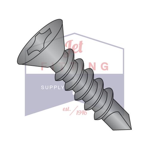 6-20X3/8  Phillips Flat Self Drilling Screw Full Thread Black Oxide & Oil