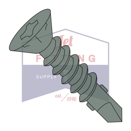 8-18X1 1/4  Phillips Flat with Nibs and Wings Self Drill Screw Full Thread Ceramic Green