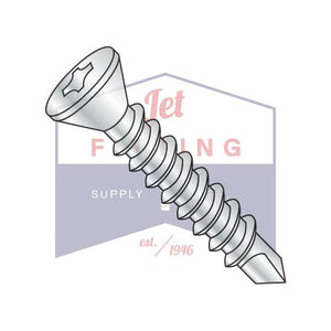 6-20X1  Phillips Flat Trim Head Self Drilling Screw Full Thread Zinc and Bake