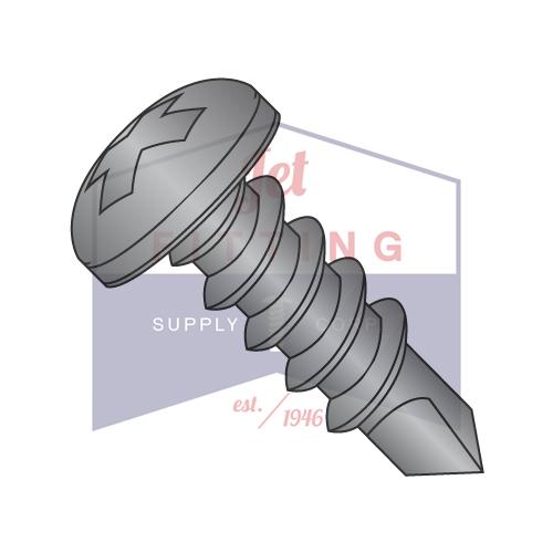 10-16X1 1/4  Phil Pan Full Thread Self Drill Screw  Black Ox