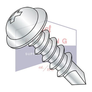 10-16X1 3/4  Phillips Round Washer Head Self Drilling Screw Full Thread Zinc and Bake