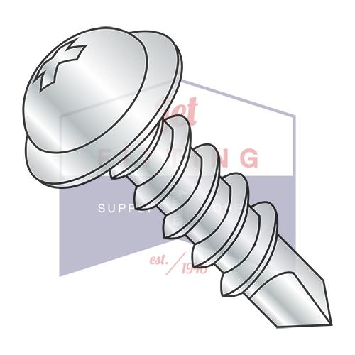 8-18X2  Phillips Round Washer Head Self Drilling Screw Full Thread Zinc and Bake