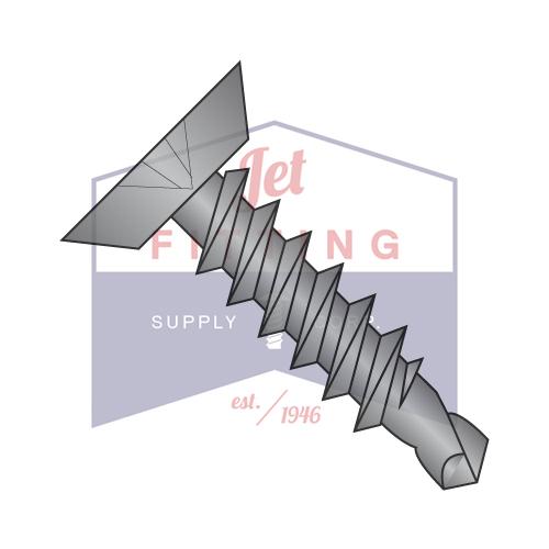 Tornillo autoperforante Phillips de corte plano de 12-14 x 3/4, rosca completa, zincado y horneado en negro