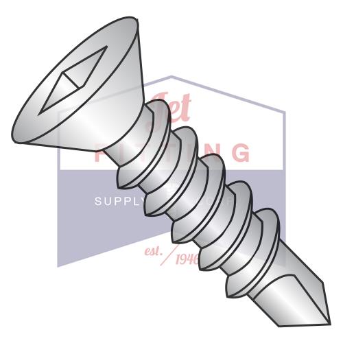 8-18X3/4  Square Drive Flat Head Fully Threaded Self Drilling Screw 18-8 Stainless Steel