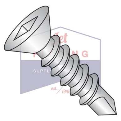 8-18X1 1/2  Square Drive Flat Head Fully Threaded Self Drilling Screw 18-8 Stainless Steel