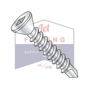 10-16X1  Square Drive Flat Trim Head Self Drilling Screw Full Thread Zinc and Bake