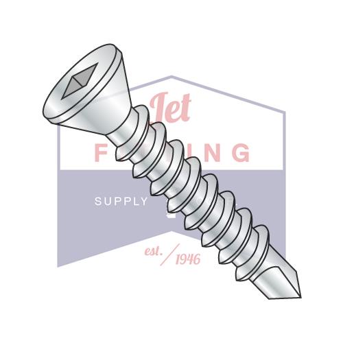 10-16X1  Square Drive Flat Trim Head Self Drilling Screw Full Thread Zinc and Bake