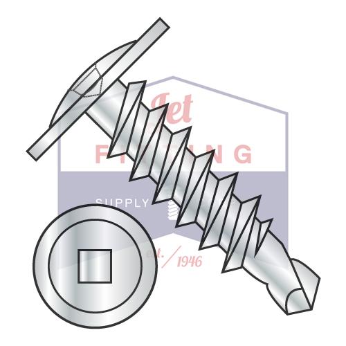 8-18X3/8  Square Drive Modified Truss Head Self Drilling Screw Full Thread Zinc and Bake