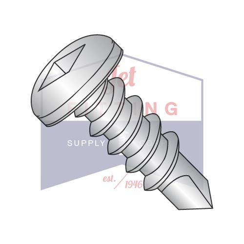 10-16X1 1/4  Square Drive Pan Head Self Drilling Screw Full Thread 410 Stainless Steel