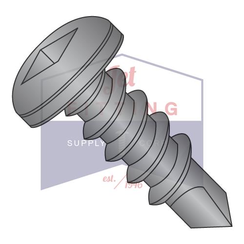 8-18X1  Square Drive Pan Self Drilling Screw Full Thread Black Oxide