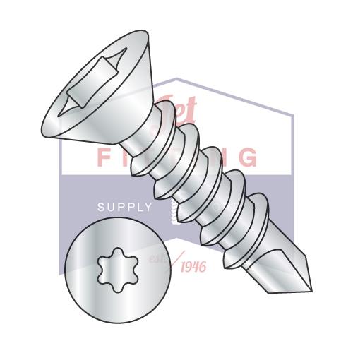 10-16X1  6 Lobe Flat Self Drilling Screw Fully Threaded Zinc and Bake