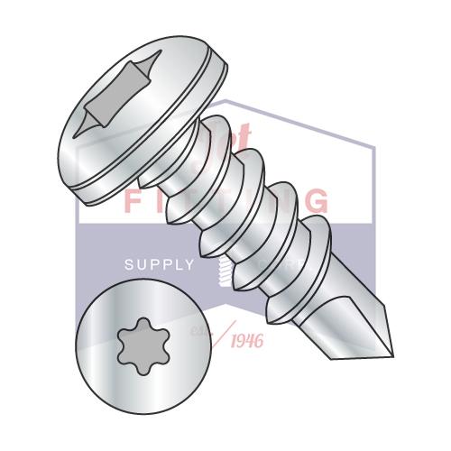 8-18X2  6 Lobe Pan Full Thread Self Drilling Screw 18-8 Stainless Steel