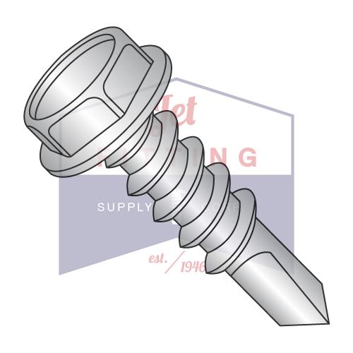 12-14X1 1/2  Unslotted Hex Washer With Number 4 Point Full Thread Self Drilling 410 Stainless