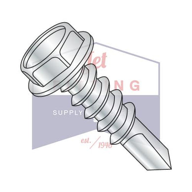 1/4-14X1  Unslotted Hexwasher Number 4 Point Self Drill Screw Full Thread Zinc and Bake
