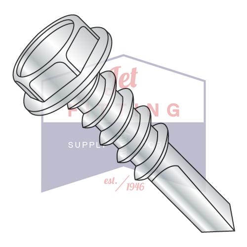 5/16-12X3  Unslotted Hex Washer With Number 5 Point Full Thread Self Dril Screw Zinc Bake
