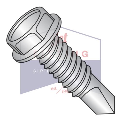10-24X3/4  Unslotted Hexwasher Self Drilling Screw Full Thread 18-8 Stainless Steel