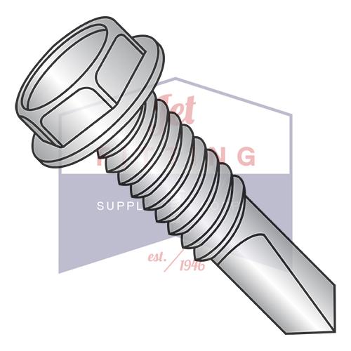 12-24X7/8  Unslotted Hexwasher Self Drilling Screw #4 Point Full Thread 410 Stainless Steel
