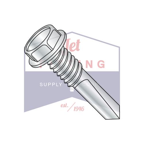 1/4-20X3  Unslotted Hexwasher Self Drilling Screw #5 Point Full Thread Zinc and Bake
