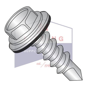 1/4-14X3/4  Unslot Hexwasher w/Bonded NEO EPDM Washer Self Drill Scr Full Thd 18 8 Stainless