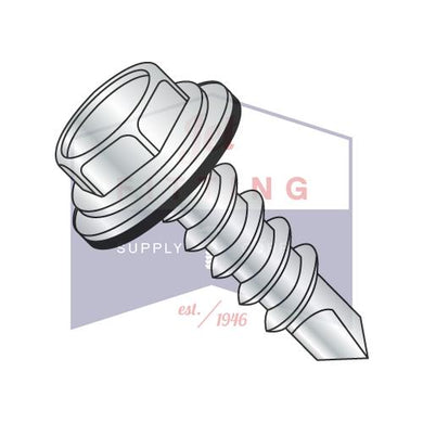 1/4-14X3 1/2  Unslot Hexwasher w/Bonded NEO EPDM Washer Self Drill Screw Full Thread Zinc Bake