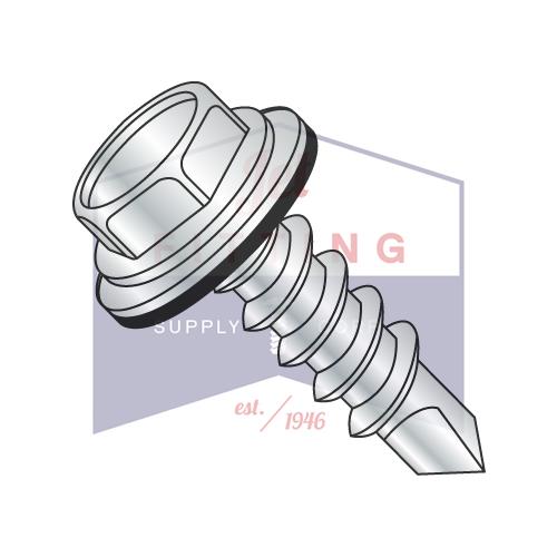 5/16-12X3  Unslot Hexwasher w/Bonded NEO EPDM Washer Self Drill Screw Full Thread Zinc Bake