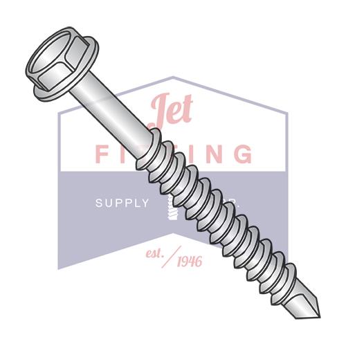 Tornillo autorroscante con arandela hexagonal, sin ranura y dentado, de 1/4-14 x 7, rosca parcial, galvanizado y horneado