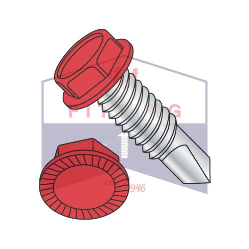 1/4-20X3/4 A/F.428-.437 Hd Hgt.172-.190 Sin ranura Hx Wash Dentado F/t Autoperforante Zinc Redhead