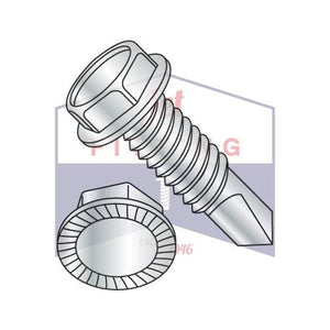 8-32X1/2  Unslot Ind Hexwasher Serrated Self Drilling Screw Full Thread Zinc Bake