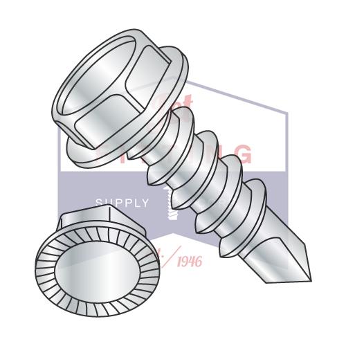 10-16X1  Unslotted Hexwasher Serrated Self Drilling Screw Full Thread Zinc and Bake