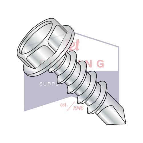 1/4-14X1  Unslotted Indented Hexwasher Self Drill Screw Full Thread Zinc and Bake