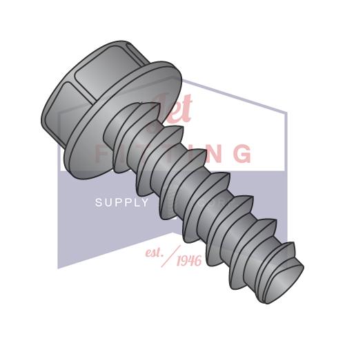 10-14X3/8 Unslot Ind Hex Washer Plastite Alternative 48-2 Fully Threaded Black Oxide & Wax