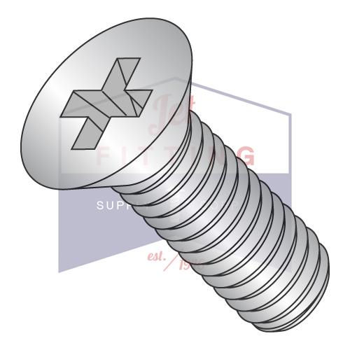 Tornillo de cabeza Phillips plano métrico M4-0,7 x 10 Din 965, rosca completa, acero inoxidable A2 (18-8)